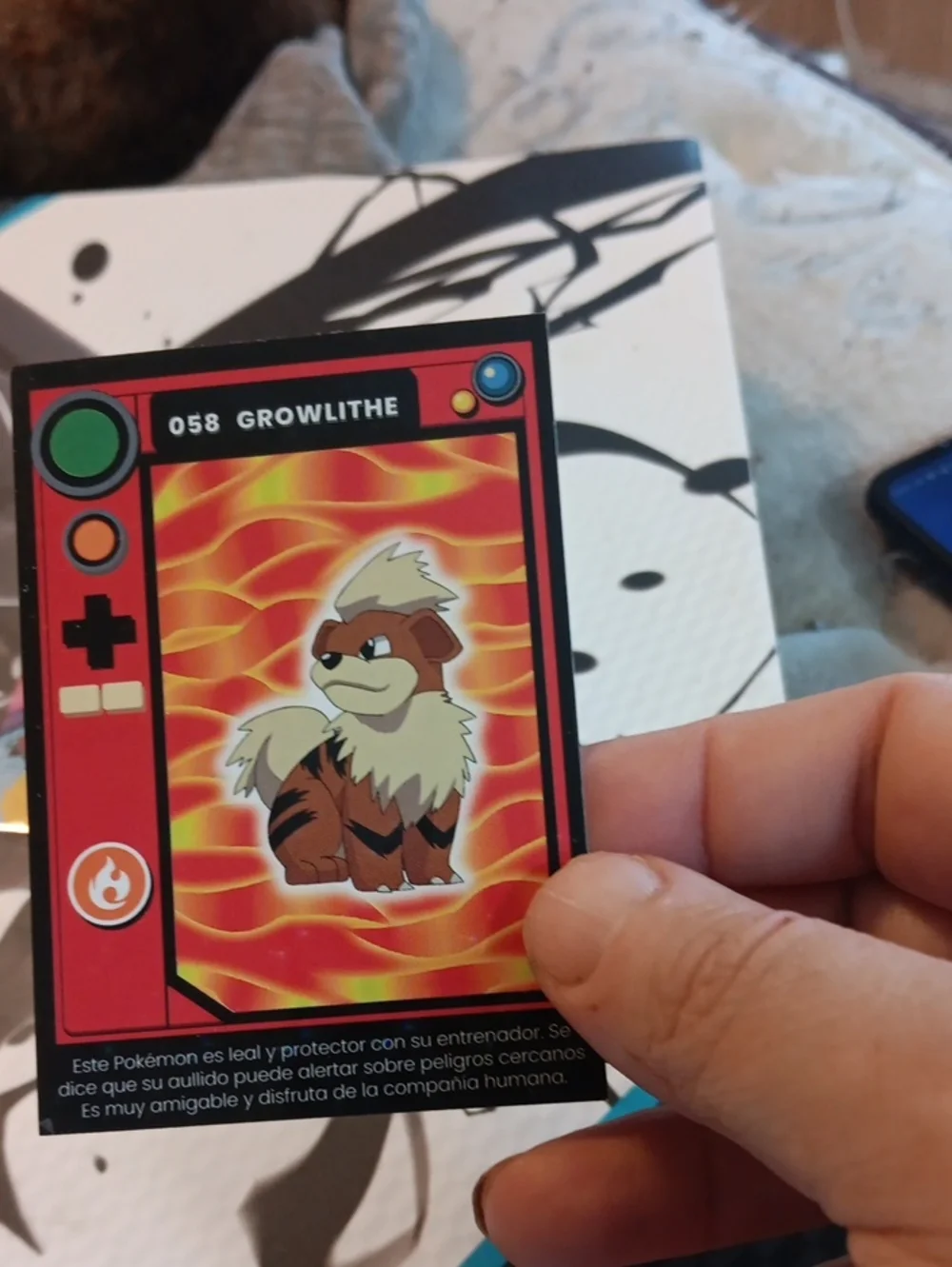 Pokemon Growlithe Trading Card - Red, Orange, Yellow, Black, Brown